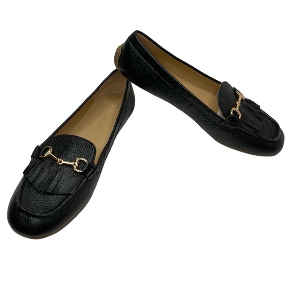 TALBOTS “EVERSON” Black & Gold Horsebit Pebbled Leather Moccasins Loafers, 7M - Picture 2 of 13